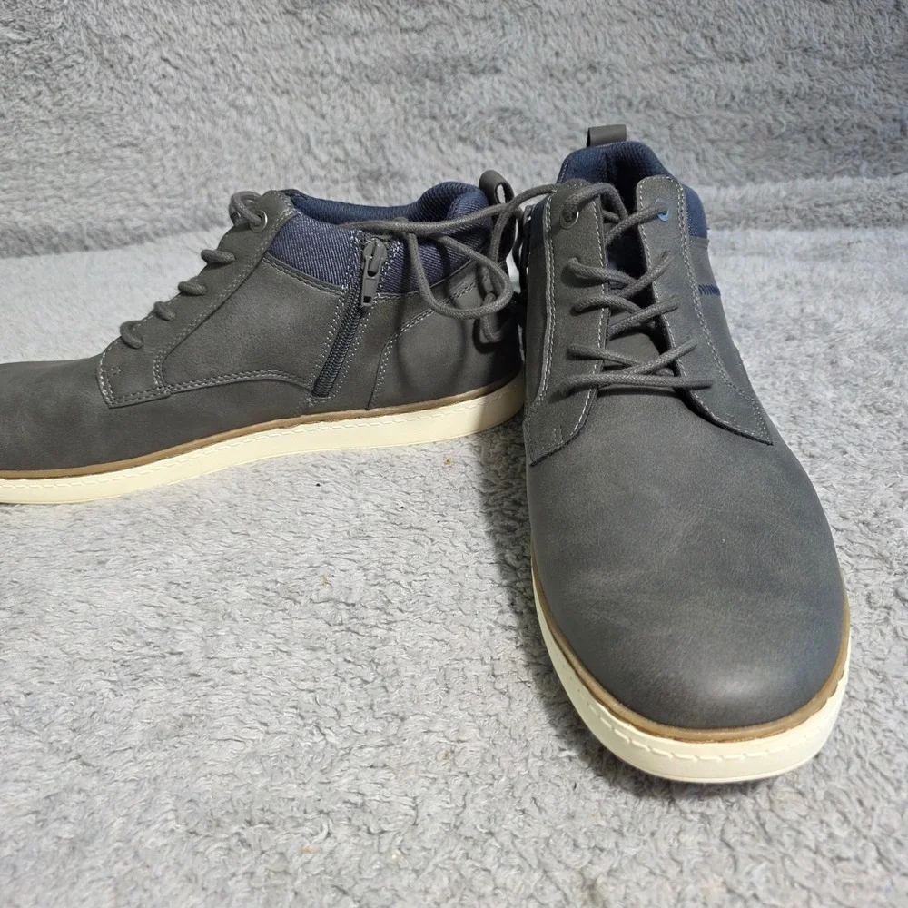Crown Vintage Mens Chukka Boots Gray Lace Up Side Zip‎ Sz 13M 46 NEW